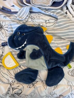 Burt's Bees Baby Navy Blue & Yellow Dino Plush Lovey